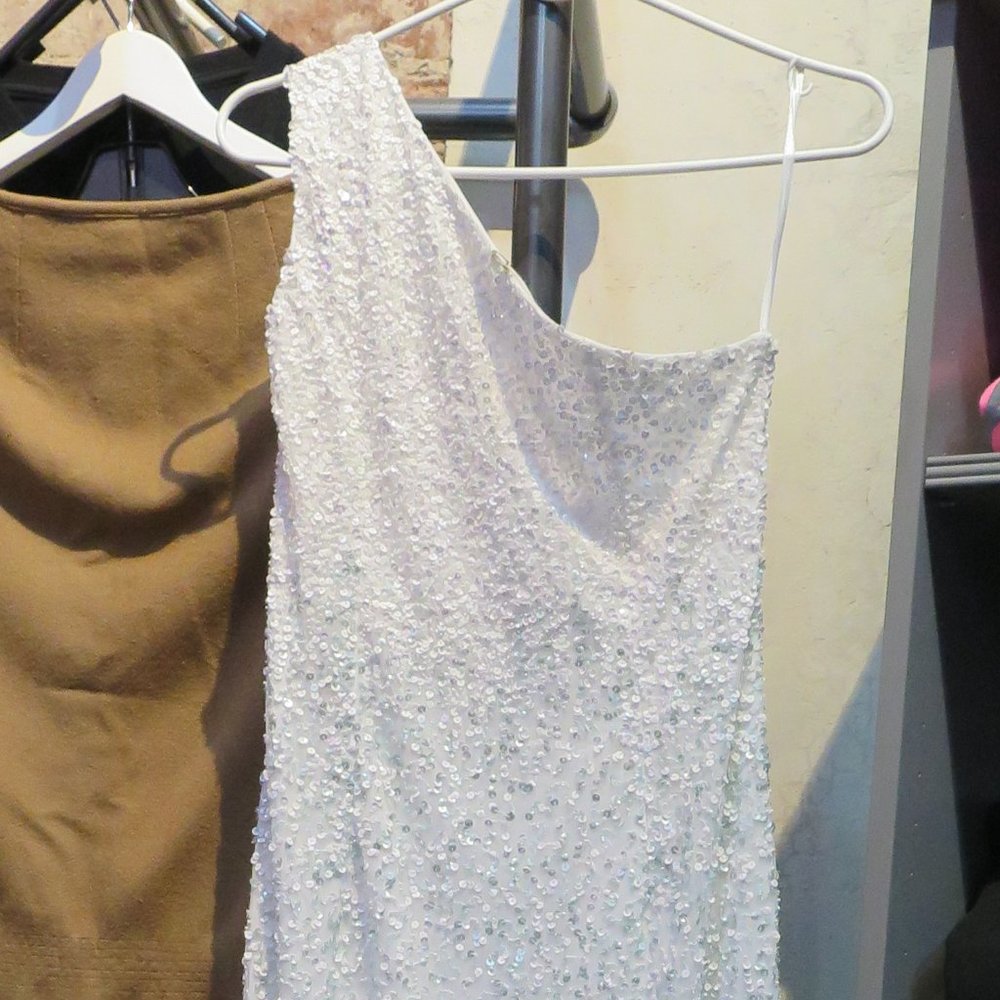 Adrianna Papell One Shoulder floor length dress